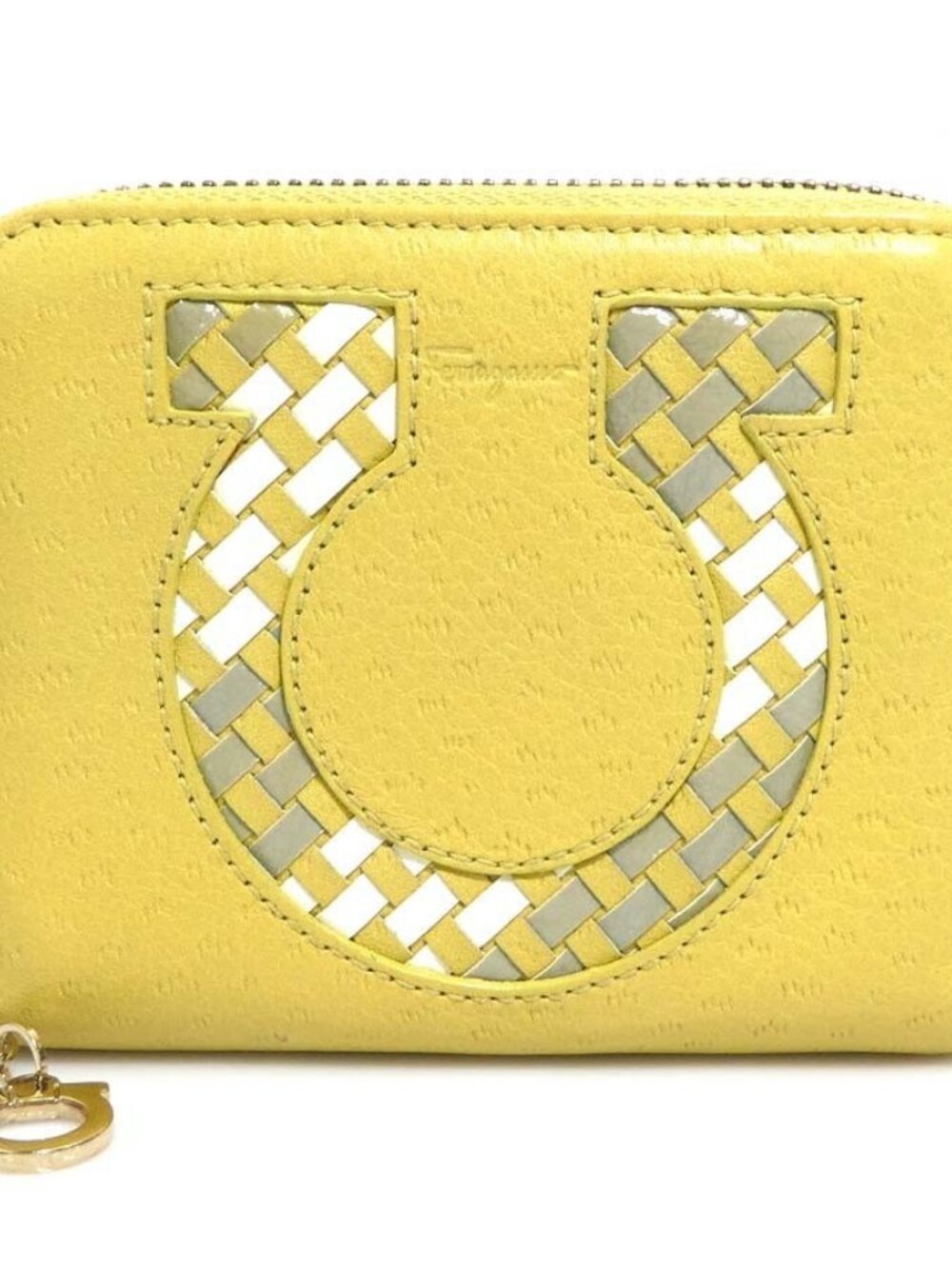 Salvatore Ferragamo Gancini Bifold Wallet Mustard Yellow Leather